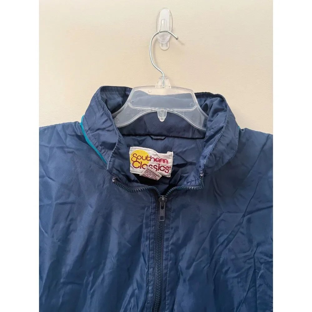 Vintage 90s Southern Classics Colorblock Anorak Jacket Windbreaker Teal Navy XL